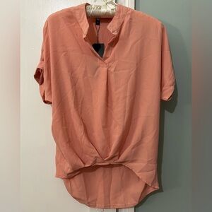 NWT women’s dropped shoulder baggy high low top peach Sz M